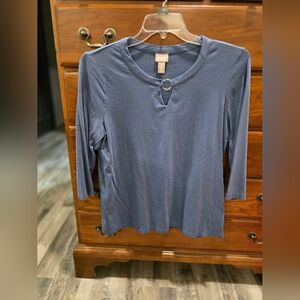 Chico's Slate Blue Long Sleeve Top